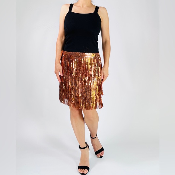 NEW! Maeve by Anthropology sequins mini skirt Copper Rose Size 4 - Picture 5 of 10